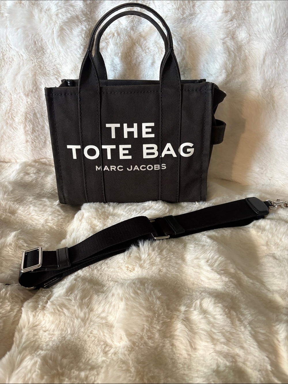 Marc Jacobs Black Canvas 'The Tote Bag' Small Top-Handle Tote